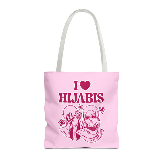 i love hijabis pink tote bag